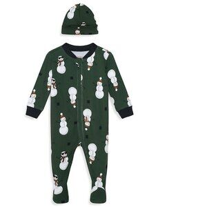 PL Sleep by Petit Lem Baby Snowman 2-Piece Toque & Footie Set 6M